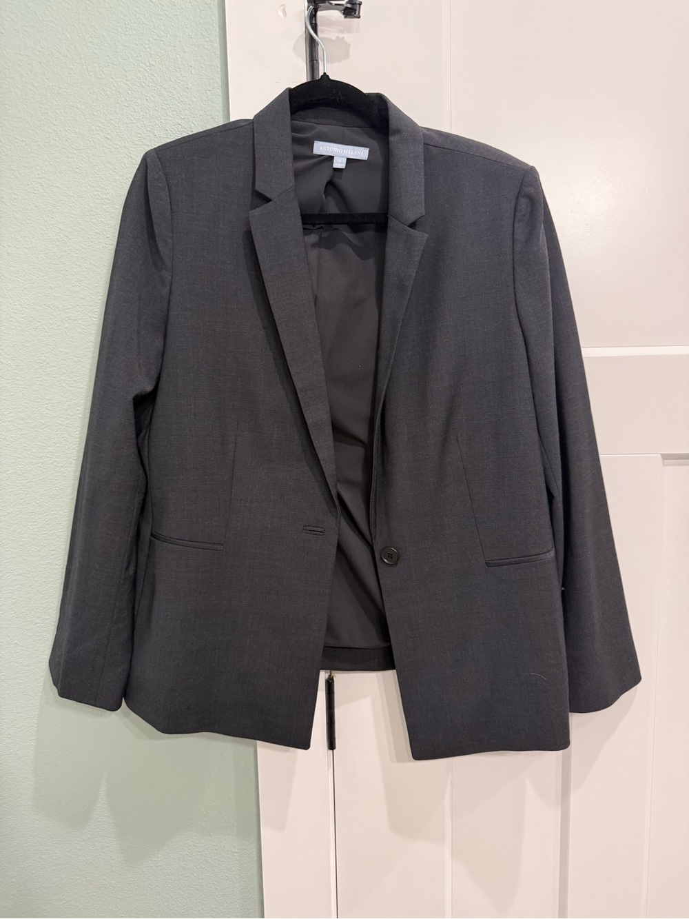 ANTONIO MELANI Women's Charcoal Single-Button Blazer